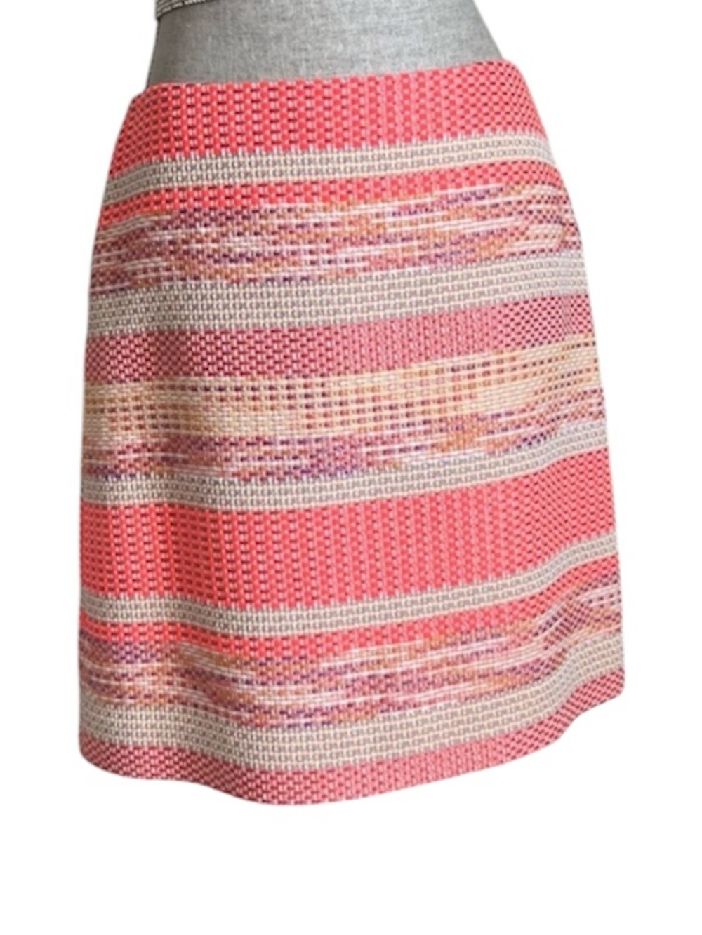 Etcetera Tweed Skirt Striped Bright Coral Pink Size 6 NWOT